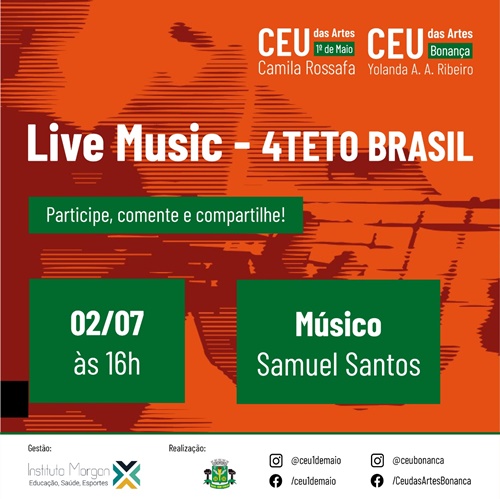  “CEU da Artes de Osasco” traz Live Musical com 4TETO BRASIL