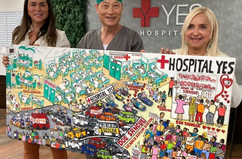  Hospital Yes recebe obra de arte e incentiva doação de sangue