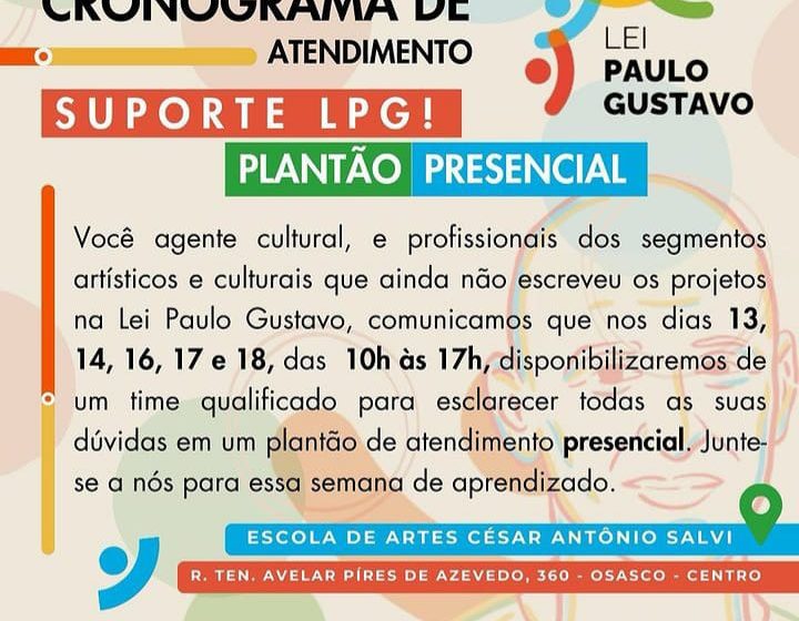  Secretaria de Cultura oferece suporte técnico para inscrições na Lei Paulo Gustavo em Osasco