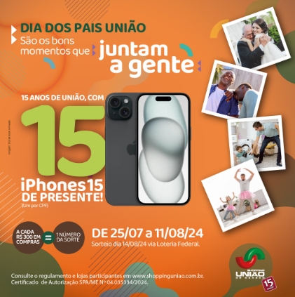  Shopping União de Osasco celebra seu aniversário com sorteio de 15 iPhones 15 para os pais