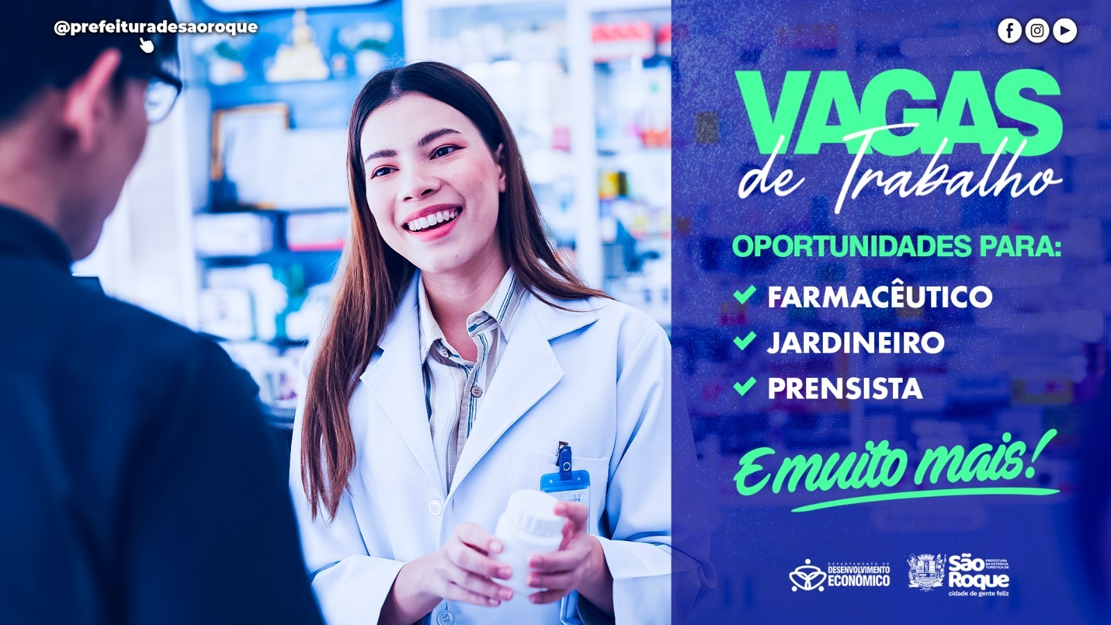 PAT São Roque tem novas vagas para Farmacêutico, Jardineiro, Prensista ...