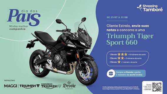  Dia dos Pais do Shopping Tamboré tem sorteio de moto Triumph e vinho exclusivo