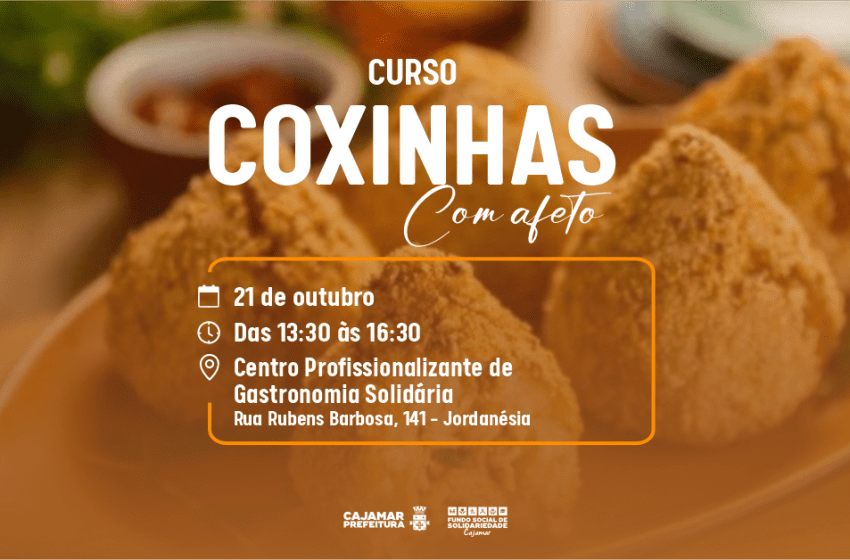  Inscrições abertas para workshop “Coxinhas com Afeto” em Cajamar