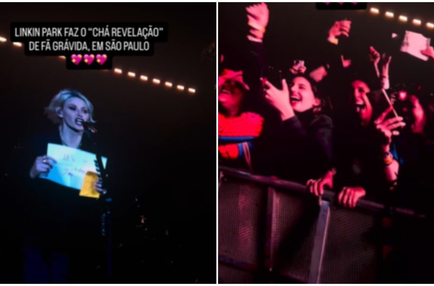  Linkin park surpreende fã em show com chá revelação inesquecível