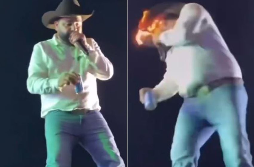  Sertanejo Léo ferido: máquina de fogo atinge rosto do cantor em show