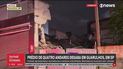 Prédio de quatro andares desaba em Guarulhos; buscas por vítimas em andamento