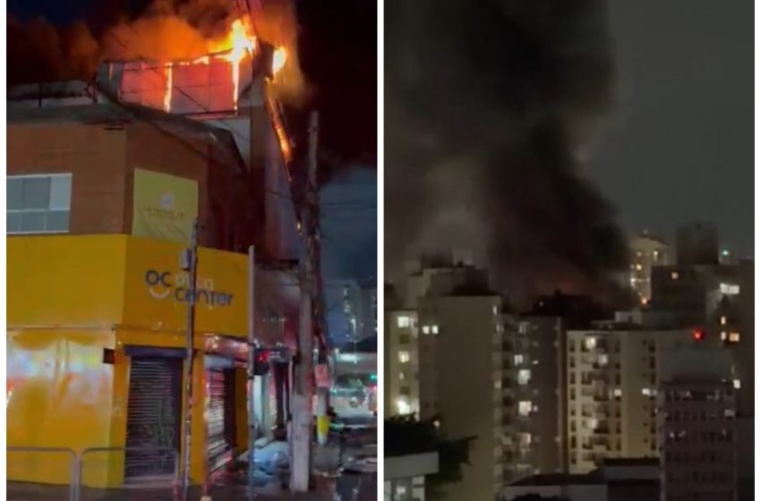  Incêndio de grandes proporções atinge loja no Centro de Santo André