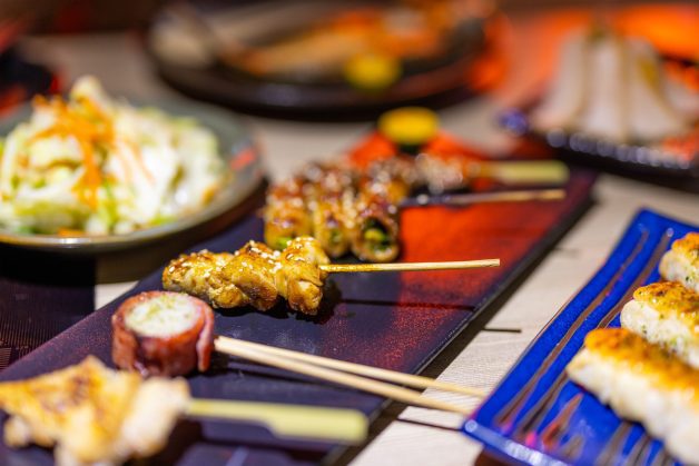Japanese restaurant with lots of different grilled Skewer