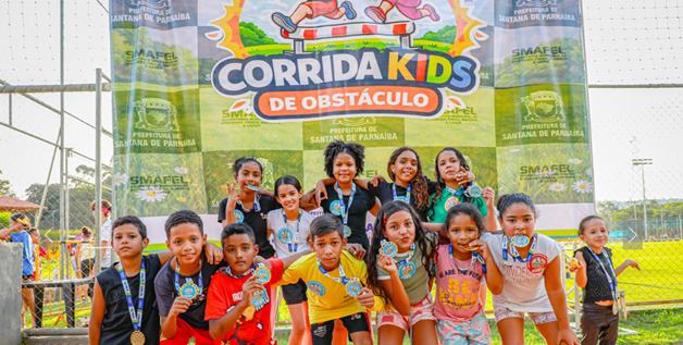  Pequenos campeões brilham na 1ª Corrida Kids de Obstáculos em Santana de Parnaíba