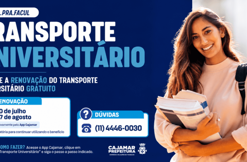  Transporte Universitário: Cajamar divulga prazos para renovação e novos cadastros do benefício no 2º semestre