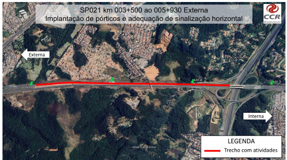  Rodoanel Oeste realiza instalação de pórticos do km 03+500 ao km 05+930, a partir de hoje