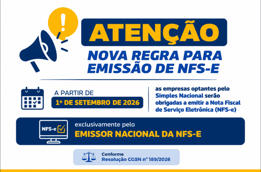 Empresas do Simples Nacional deverão emitir NFS-e exclusivamente pelo Emissor Nacional a partir de Setembro em Cajamar