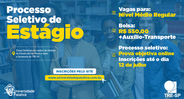  Inscrições para 175 vagas de estágio no TRE-SP encerram no domingo (12)