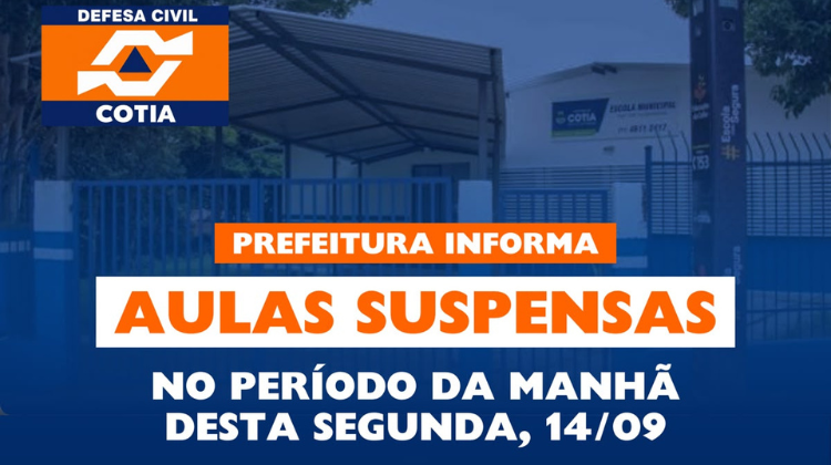  Prefeitura de Cotia mantém aulas suspensas nesta segunda, (14)