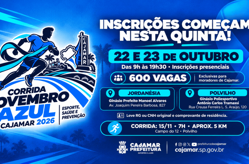  Cajamar abre inscrições para Corrida Novembro Azul Cajamar 2026